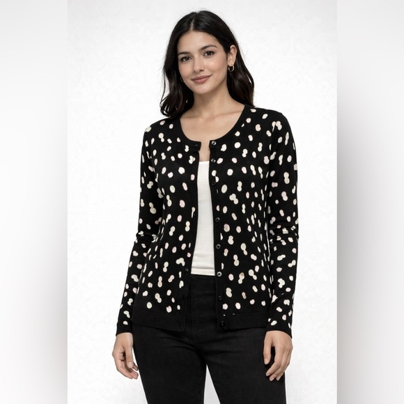 Philosophy Sweaters - 🤍 Philosophy Polka Dot Cardigan Black White Button Front S 🤍